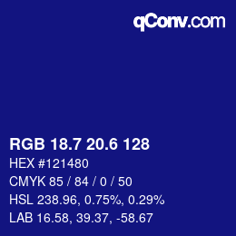 カラーコード: RGB 18.7 20.6 128 | qconv.com