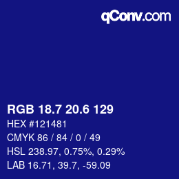 カラーコード: RGB 18.7 20.6 129 | qconv.com