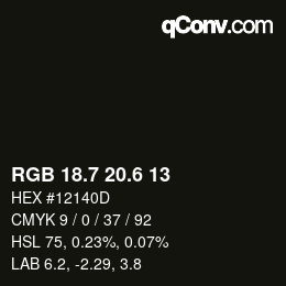 カラーコード: RGB 18.7 20.6 13 | qconv.com