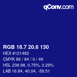 カラーコード: RGB 18.7 20.6 130 | qconv.com