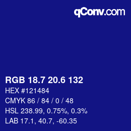 カラーコード: RGB 18.7 20.6 132 | qconv.com