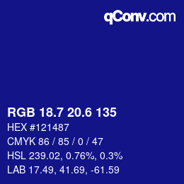 カラーコード: RGB 18.7 20.6 135 | qconv.com