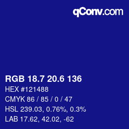 カラーコード: RGB 18.7 20.6 136 | qconv.com