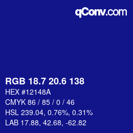 カラーコード: RGB 18.7 20.6 138 | qconv.com