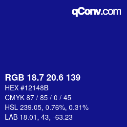 カラーコード: RGB 18.7 20.6 139 | qconv.com