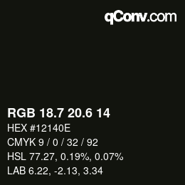 カラーコード: RGB 18.7 20.6 14 | qconv.com