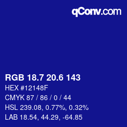 カラーコード: RGB 18.7 20.6 143 | qconv.com