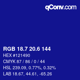 カラーコード: RGB 18.7 20.6 144 | qconv.com