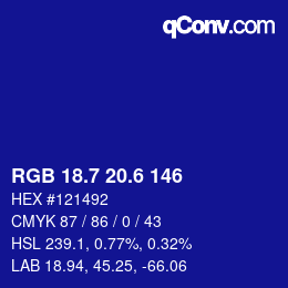 カラーコード: RGB 18.7 20.6 146 | qconv.com
