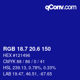 カラーコード: RGB 18.7 20.6 150 | qconv.com