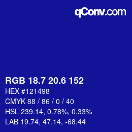 カラーコード: RGB 18.7 20.6 152 | qconv.com