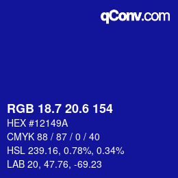 カラーコード: RGB 18.7 20.6 154 | qconv.com
