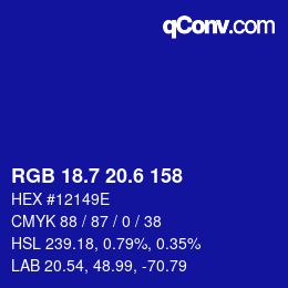 カラーコード: RGB 18.7 20.6 158 | qconv.com