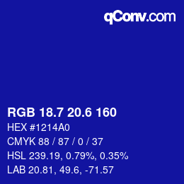 カラーコード: RGB 18.7 20.6 160 | qconv.com