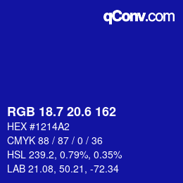 カラーコード: RGB 18.7 20.6 162 | qconv.com