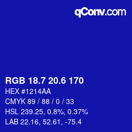 カラーコード: RGB 18.7 20.6 170 | qconv.com