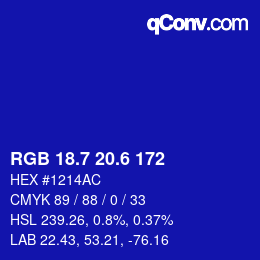 カラーコード: RGB 18.7 20.6 172 | qconv.com