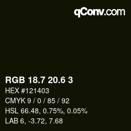 カラーコード: RGB 18.7 20.6 3 | qconv.com