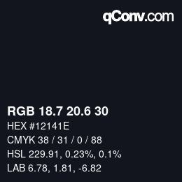 カラーコード: RGB 18.7 20.6 30 | qconv.com