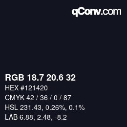 カラーコード: RGB 18.7 20.6 32 | qconv.com