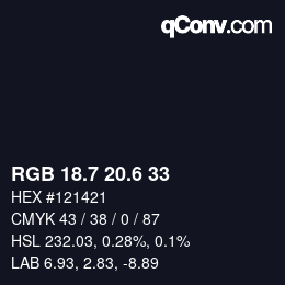 カラーコード: RGB 18.7 20.6 33 | qconv.com