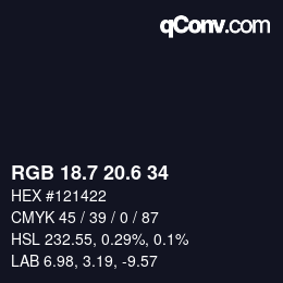 カラーコード: RGB 18.7 20.6 34 | qconv.com