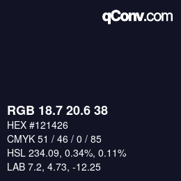 カラーコード: RGB 18.7 20.6 38 | qconv.com