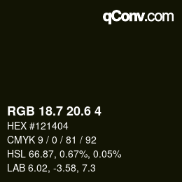 カラーコード: RGB 18.7 20.6 4 | qconv.com