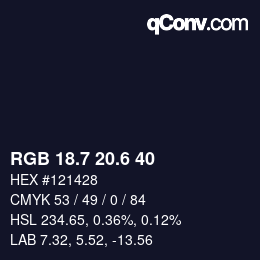 カラーコード: RGB 18.7 20.6 40 | qconv.com