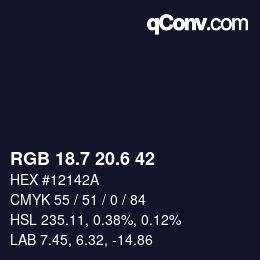 カラーコード: RGB 18.7 20.6 42 | qconv.com