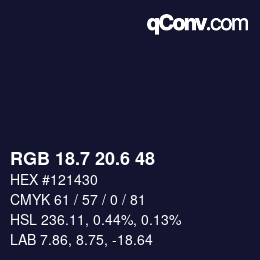 カラーコード: RGB 18.7 20.6 48 | qconv.com