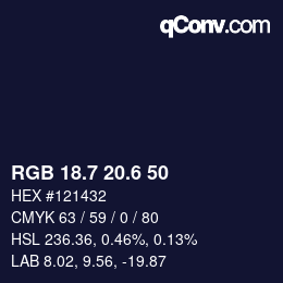 カラーコード: RGB 18.7 20.6 50 | qconv.com