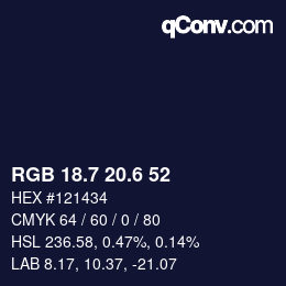 カラーコード: RGB 18.7 20.6 52 | qconv.com