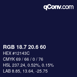 カラーコード: RGB 18.7 20.6 60 | qconv.com