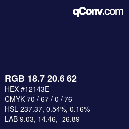 カラーコード: RGB 18.7 20.6 62 | qconv.com