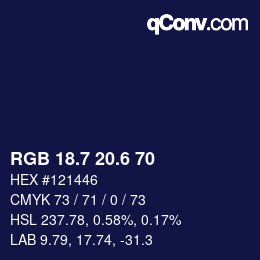 カラーコード: RGB 18.7 20.6 70 | qconv.com