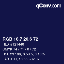 カラーコード: RGB 18.7 20.6 72 | qconv.com