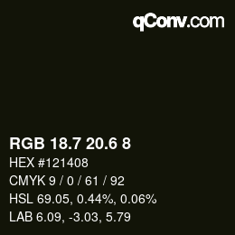 カラーコード: RGB 18.7 20.6 8 | qconv.com