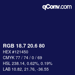 カラーコード: RGB 18.7 20.6 80 | qconv.com