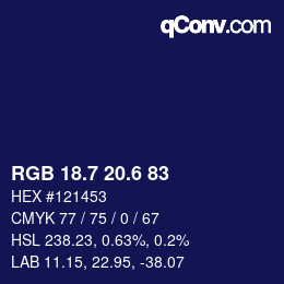 カラーコード: RGB 18.7 20.6 83 | qconv.com
