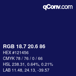 カラーコード: RGB 18.7 20.6 86 | qconv.com
