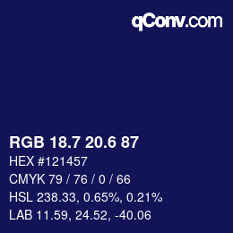 カラーコード: RGB 18.7 20.6 87 | qconv.com