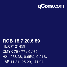 カラーコード: RGB 18.7 20.6 89 | qconv.com