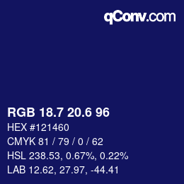 カラーコード: RGB 18.7 20.6 96 | qconv.com