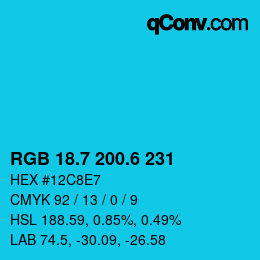 カラーコード: RGB 18.7 200.6 231 | qconv.com