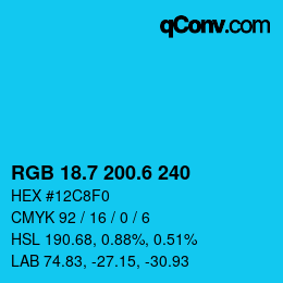 カラーコード: RGB 18.7 200.6 240 | qconv.com