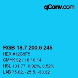カラーコード: RGB 18.7 200.6 245 | qconv.com