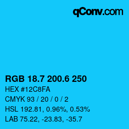 カラーコード: RGB 18.7 200.6 250 | qconv.com