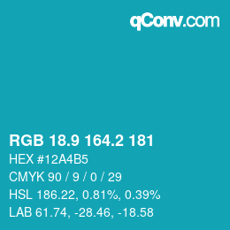 カラーコード: RGB 18.9 164.2 181 | qconv.com