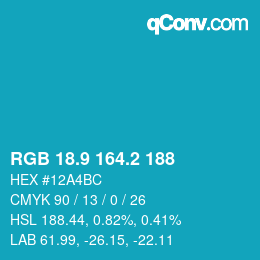 カラーコード: RGB 18.9 164.2 188 | qconv.com